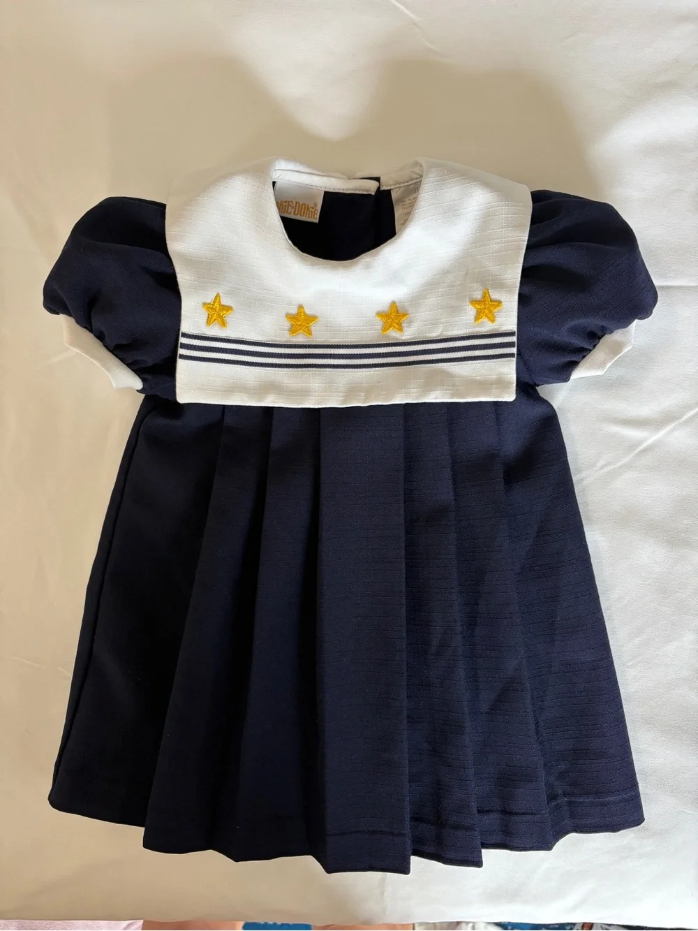 okie dokie Navy and White Sailor Dress with Gold Stars